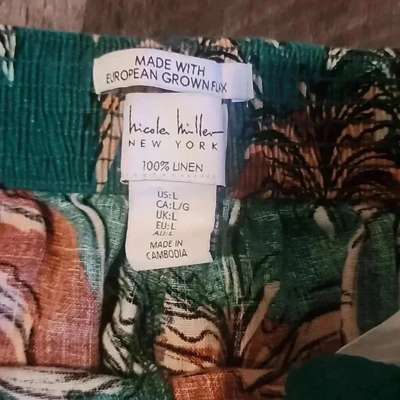 NICOLE MILLER LINEN TROPICAL HAWAIIAN PRINT SIZE L - Picture 4 of 4